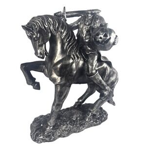 Spooky Night Headless Horseman Pumpkin LED Halloween Figurine 17 Inch Gothic